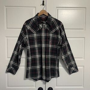 Dodge Ram Shirt Mens Large Black Plaid Long Sleeve Button Up Pockets